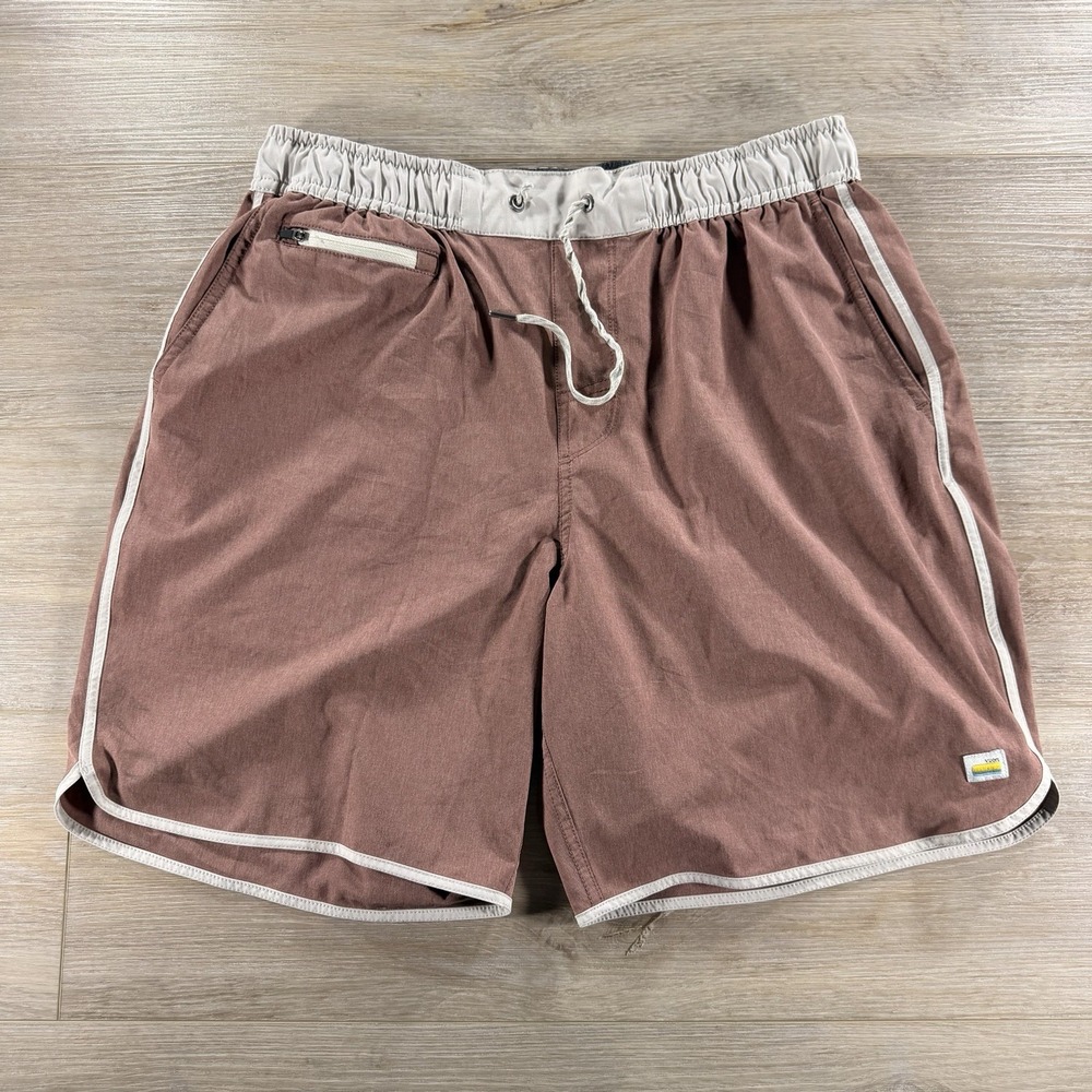 Vuori Banks Athletic Shorts 7" Mens Large Mauve/Brown Gym Athleisure Casual